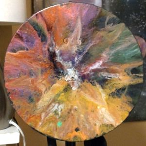 12" round canvas acrylic painting